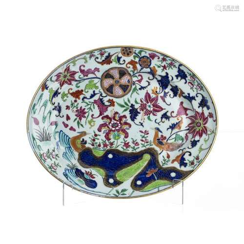 Chinese Porcelain 'pseudo tobacco leaf' oval Platter,