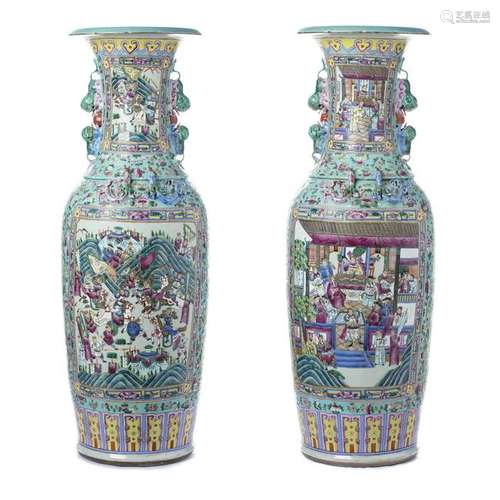 Pair of Large Chinese Porcelain Warrior Floorstanding