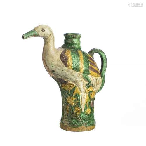 Chinese Sancai stoneware bird pot