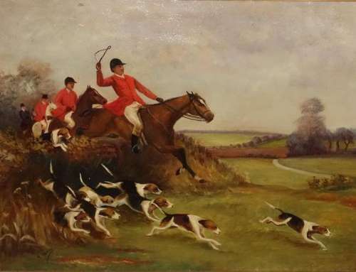 Antide HENRY (1877 1959). La Chasse à courre Huile…