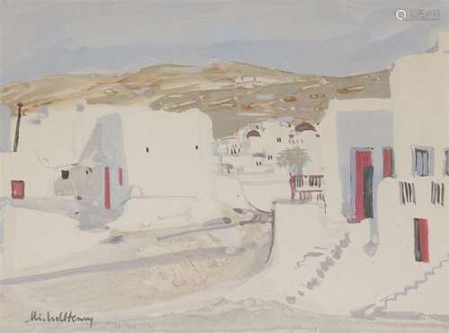 MICHEL HENRY (1928 2016). Mykonos Grèce Gouache su…