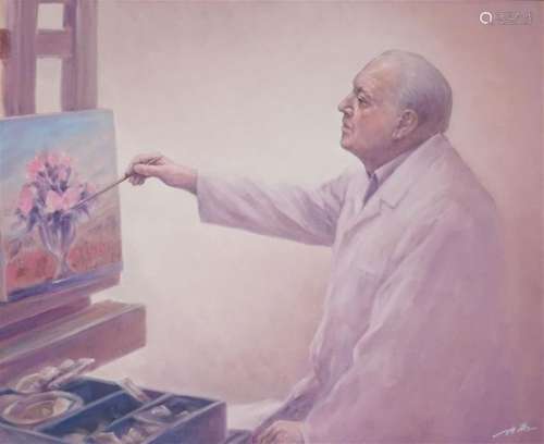 ZHANG (XXe siècle). Michel Henry à son chevalet Hu…
