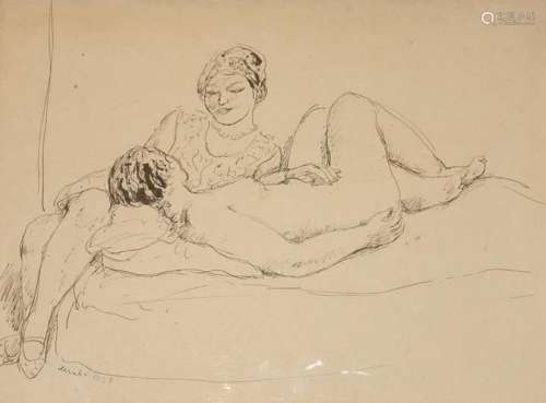 Pierre DEVAL (1897 1993). Les deux amies Dessin à …