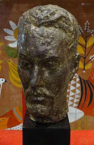 JANCL (XXe siècle). Visage d'homme Bronze, signé d…