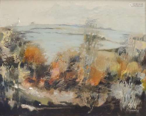 Monique JOURNOD (née en 1935). Paysage lacustre Hu…