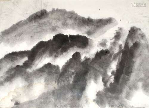 Jacques FOUSSADIER (né en 1942). Montagnes Encre d…