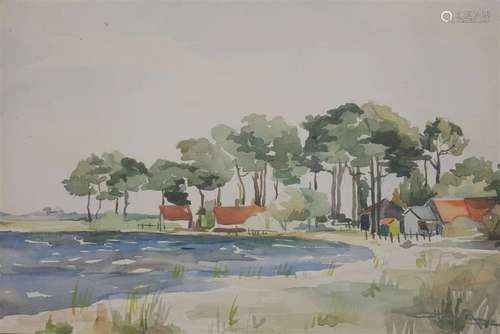 René GENIS (1922 2004). Carcans, 1940 Aquarelle et…