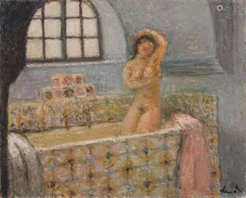 Pierre DEVAL (1897 1993). Le bain, à Orvès Huile s…