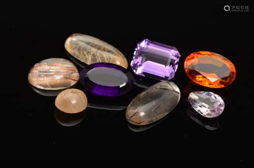 A LARGE SELECTION OF QUARTZ OF VARIOUS SIZES AND SHAPES, to include citrine, amethyst, rutilated