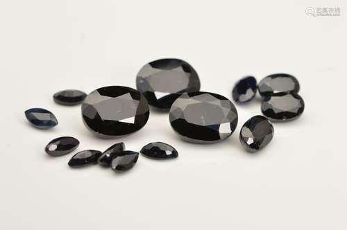 A SELECTION OF DEEP BLUE SAPPHIRES IN VARIOUS SHAPES AND SIZES, to include approximately one