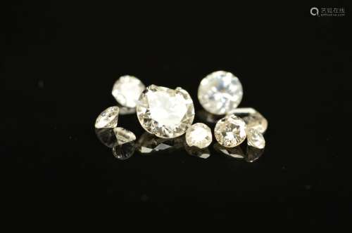 NINE ROUND DIAMONDS, to include one old cut, ranging between 0.01ct-0.21ct, approximate combined