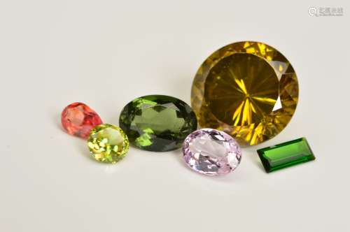 A COLLECTION OF TWENTY ONE VARIOUS SEMI-PRECIOUS GEMSTONES OF NUMEROUS SHAPES AND SIZES, to