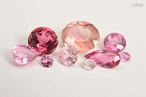 A SELECTION OF PINK TOURMALINES, to include various shapes and sizes, including round, heart cut,