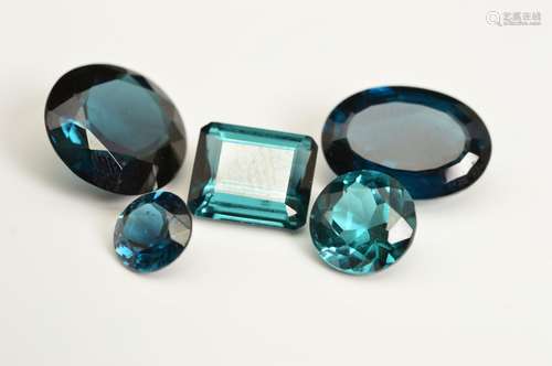 A SELECTION OF INDICOLITE TOURMALINES, various shapes and sizes, to include a round mix cut,