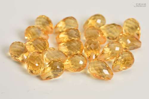 CITRINE FACETED DROP BEADS, comprising approximately 20 pieces, measuring approximately 9mm x 5mm,