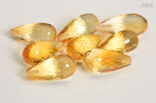 CITRINE FACETED DROP BEADS, comprising approximately 8 pieces, measuring approximately 18mm x 7mm,