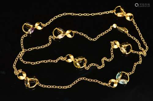 A MODERN CHIAMPESAN 18CT GOLD LONG NECKLET, measuring approximately 900mm in length, sections of