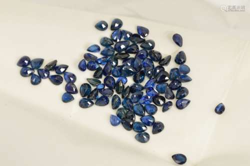 A SELECTION OF PEAR CUT SAPPHIRES, deep blue in colour, measuring approximately 4mm x 3mm, total