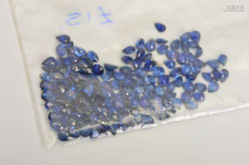 A SELECTION OF OVAL AND PEAR CUT SAPPHIRES, deep blue in colour, oval measuring approximately 3.