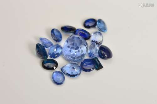 A SELECTION OF MIX CUT SAPPHIRES, to include oval, rectangle, pear, total combined weight 6.37cts