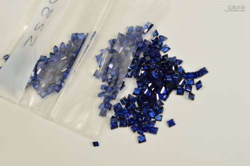 A SELECTION OF SQUARE CUT SAPPHIRES, measuring approximately 1.5mm - 2mm in diameter, total combined