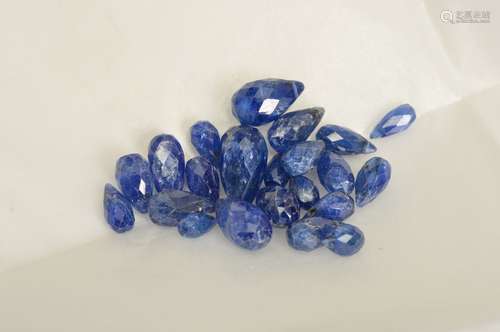 A SELECTION OF FACETED DROP SAPPHIRES, ranging in size between 5.6mm x 3.1mm - 11mm x 6.3mm, pre-