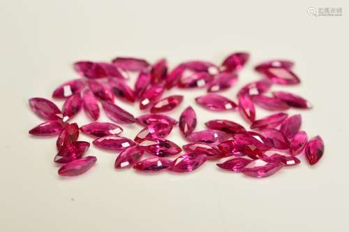 A SELECTION OF MARQUISE RUBIES, measuring approximately 3.6mm x 1.5mm, total combined weight 2.