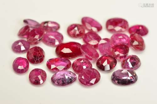 A SELECTION OF OVAL CUT RUBIES, measuring approximately 3.1mm x 4.1mm - 6.8mm x 5.0mm, approximate