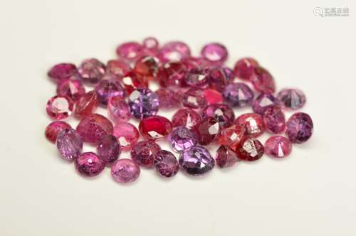 A SELECTION OF RUBIES, round mixed cut rubies, measuring approximately 0.02ct-0.30ct, approximate