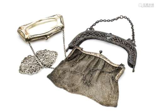 A Victorian silver pierced nurse's belt buckle, together with a nice silver purse clasp, lacking its