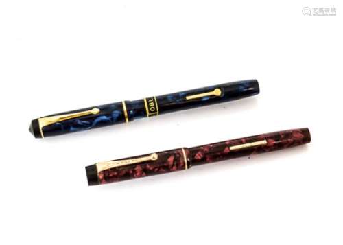 A vintage Conway Stewart No. 739 blue mottled fountain pen in box, together with a The Valentine Pen