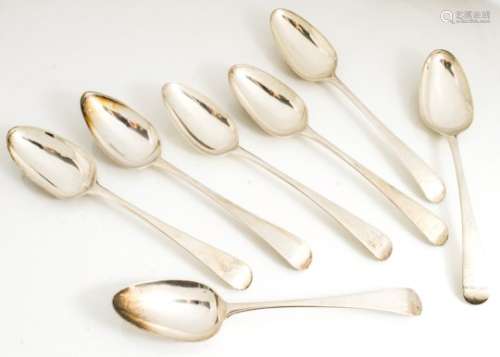 A set of four George III silver old English pattern tablespoons, possible by Thomas Chawner,