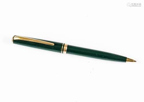 A c1980s Mont Blanc pencil, in green and gold, cap is loose