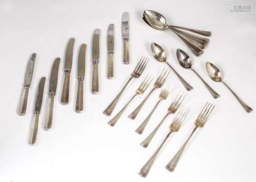 A part canteen of Dutch silver cutlery, modern Old English style, marked DA+, including six