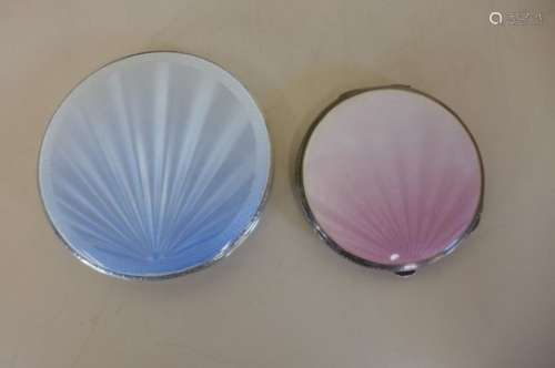 Two silver and enamel compacts, Birmingham 1939/40 - maker C and N and Birmingham 1953/54 HCD,