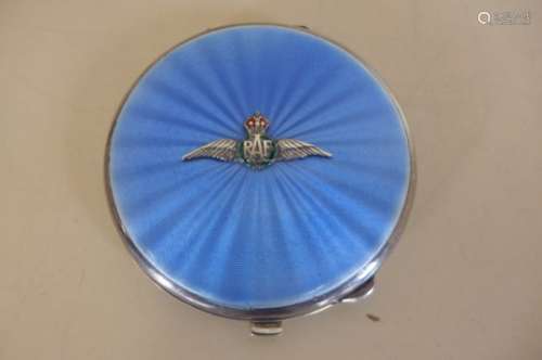 A RAF sweetheart silver and enamel compact, Birmingham 1940/41 - some usage marks, but generally