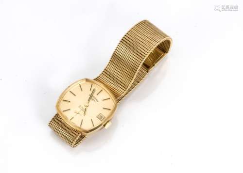A c1980s Rotary 9ct gold gentleman's wristwatch, 30mm square case on integrated strap, 53g, with