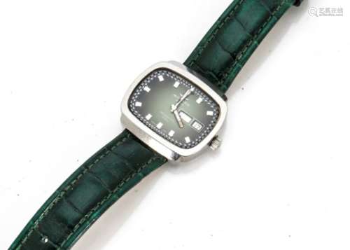 A c1990s Movado HS360 Kingmatic Video stainless steel gentleman's wristwatch, 39mm case, green dial,