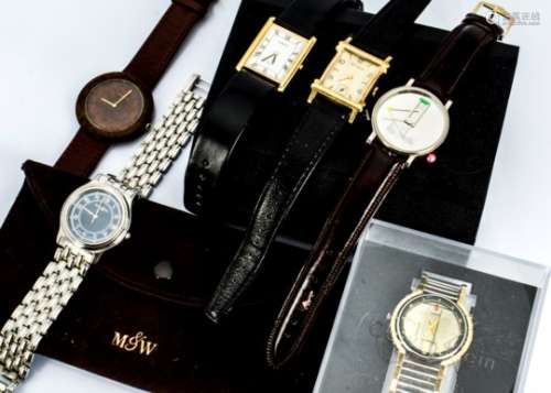 A group of six watches, including an Art Deco style Wittnauer, a boxed Calvin Klein, a boxed