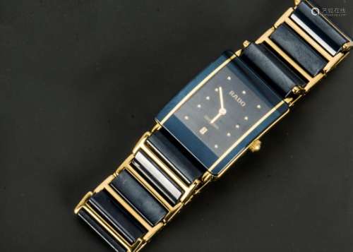 A 1990s Rado Diastar ceramic and gilt gentleman's wristwatch, 25mm case, ref. 160.0281.3 N,