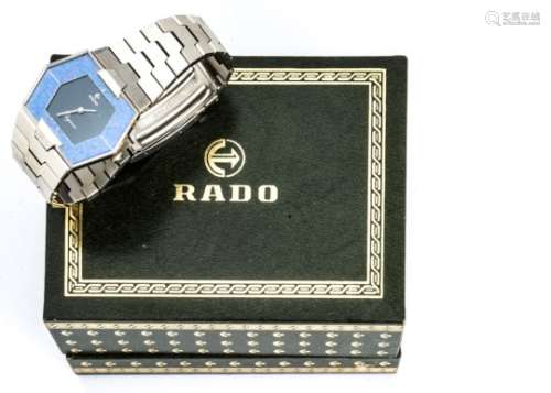 A c1970s Rado Elegance stainless steel gentleman's wristwatch, 36mm hexagonal case with opalescent
