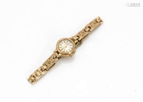 A c1960s Rotary 9ct gold lady's wristwatch, circular on 9ct gold bracelet, 12.5g