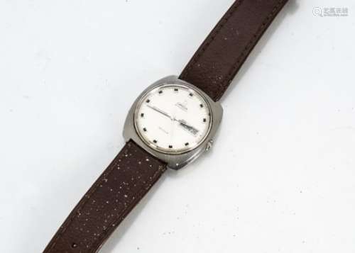 A c1960s Omega Automatic De Ville stainless steel gentleman's wristwatch, 35mm cushion shaped