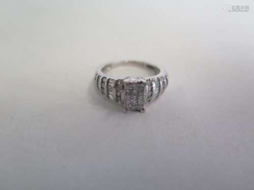 A TGGC 9ct white gold diamond ring, approx 0.75ct, ring size K, approx 2.8 grams, unworn, with