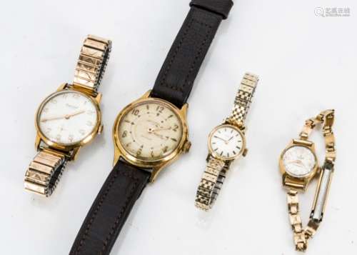 A c1960s Filos 18ct gold cased lady's wristwatch, on gold plated strap, together with a 9ct gold