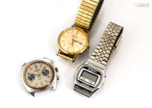 A vintage Regency stainless steel wristwatch, together with a gilt Sperina automatic and a digital