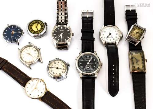 A collection of vintage and modern gentlemen's wristwatches, including a c1960s Certina with DS