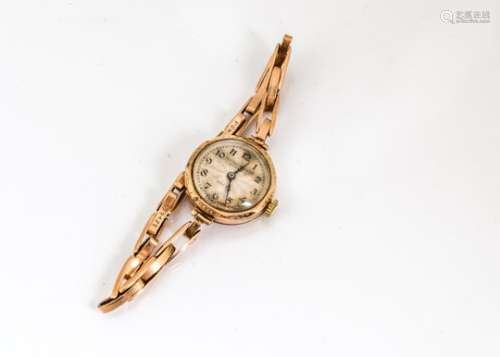 An Art Deco period Rolex 9ct gold cased lady's wristwatch, on a 9ct gold expanding strap, 17.3g
