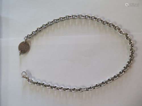 A sterling silver Tiffany and Co necklace, hallmarked and stamped 925 - length 45cm, some light