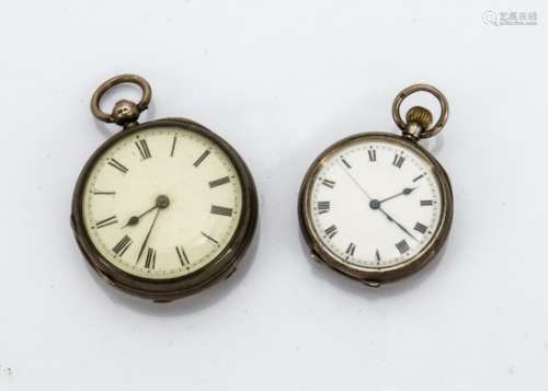 Two antique ladies silver open faced pocket watch, one marked Chester 1891, appears to run, the